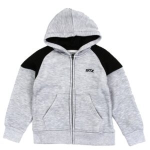 A gray and black hoodie with the words " boy " on it.