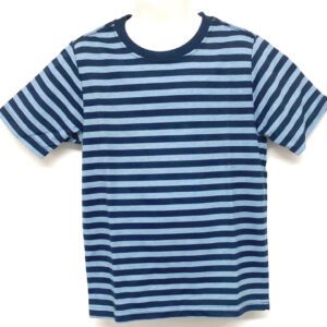 A blue striped shirt is shown on the back of it.