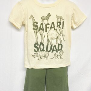 A t-shirt and shorts set with the words " safari squad ".