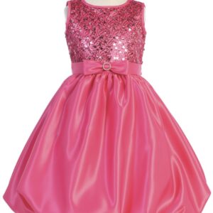 A pink sleeveless sequined frock for girls
