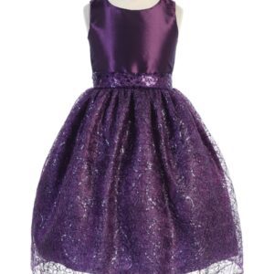 A violet plain frock with a net for girls
