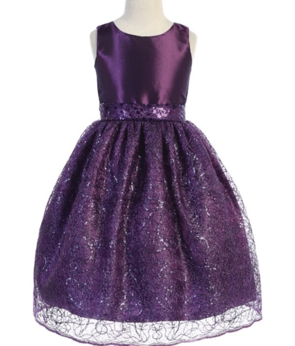 A violet plain frock with a net for girls