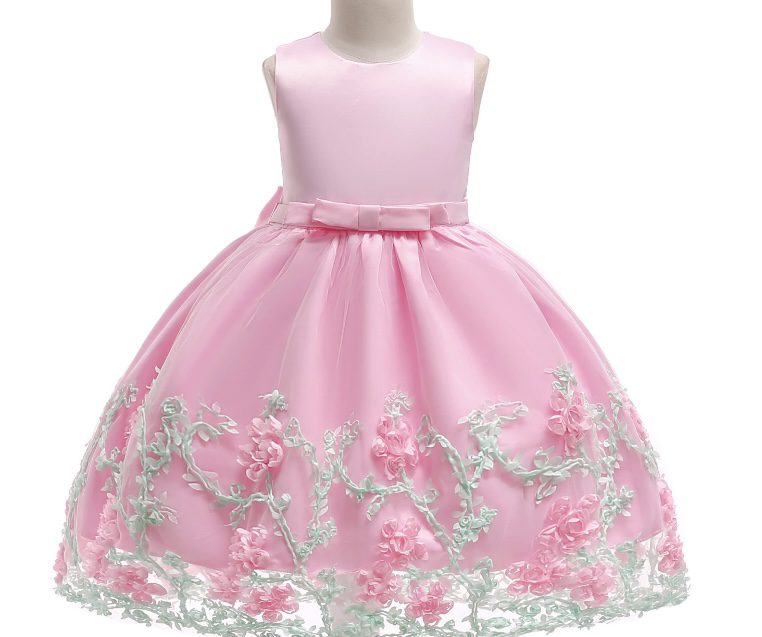A pink dress with flowers on it