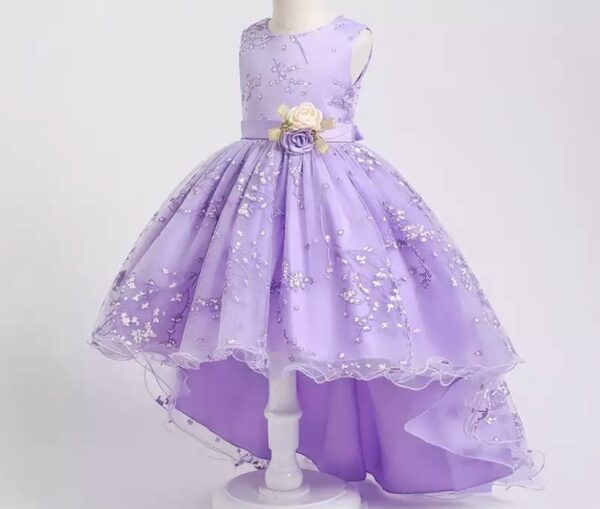 A purple dress with flowers on it