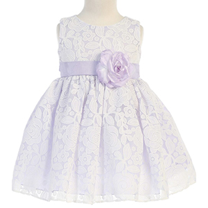 A purple and white colored frock with rose